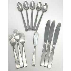 SOLA CORA Flatware Lot MCM HOLLAND STAINLESS STEEL Set Of 12 Forks Knives Spoons